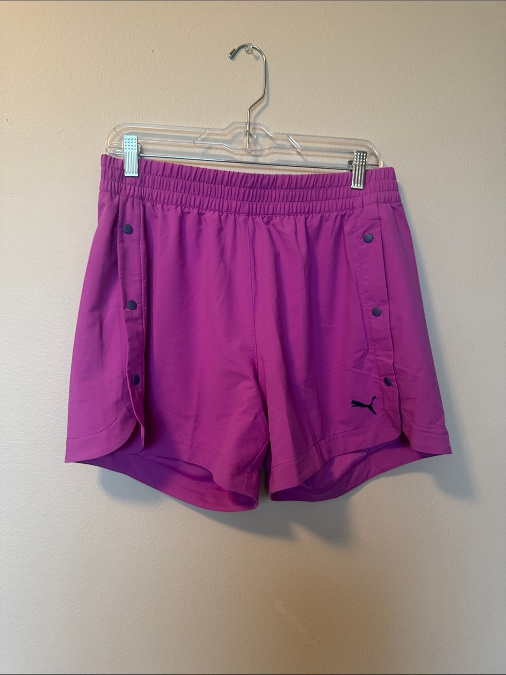 Puma Purple Athletic Shorts with Snap Sides
